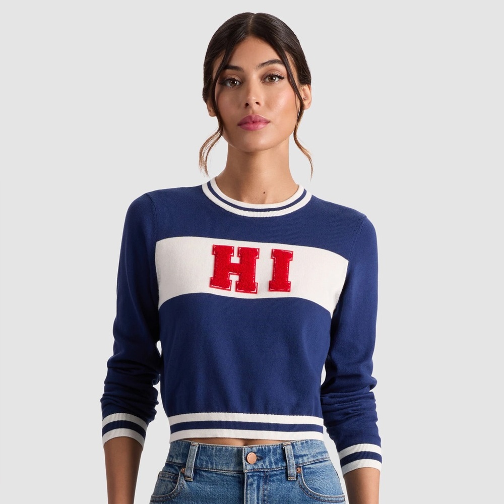 Alice + Olivia Blue and White Sweater